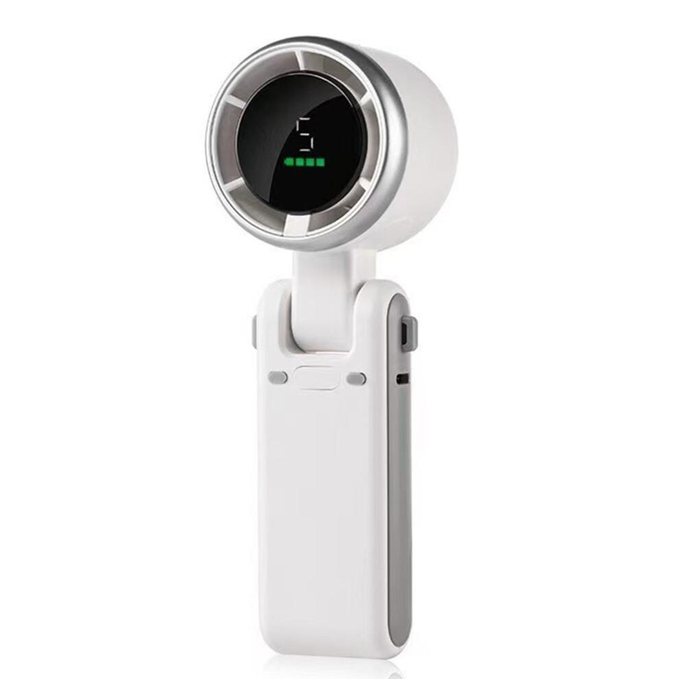 (White) N607 Foldable Handheld Fan Turbo High Speed Silent USB Rechargeable Neck Fan less