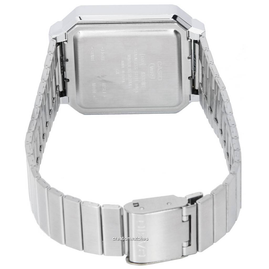 Casio Винтажные цифровые кварцевые часы из нержавеющей стали A100WE-7B A100WE-7B унисекс