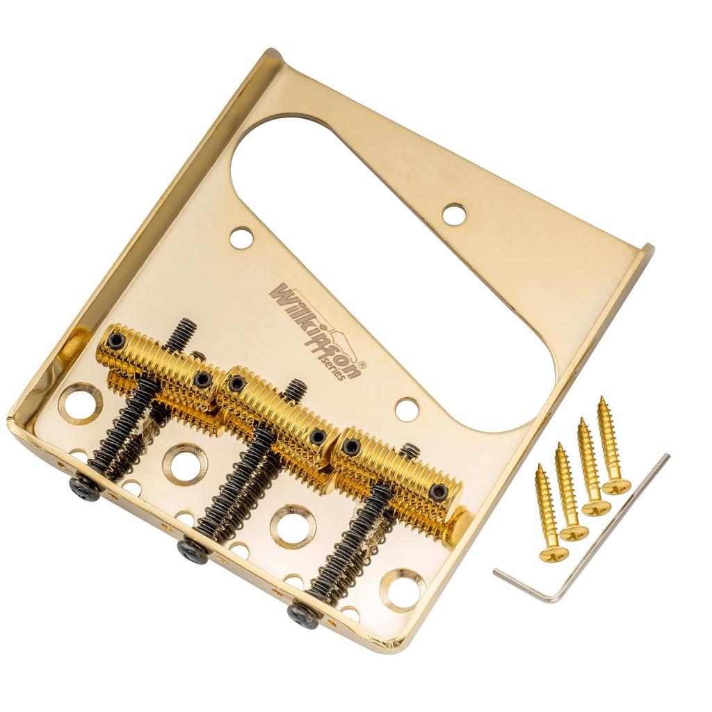 Бридж Wilkinson WOT01T для Telecaster с регулировкой мензуры, винтовыми седлами для TL электрогитары, 3-позиционный, золото, 10,8 мм,