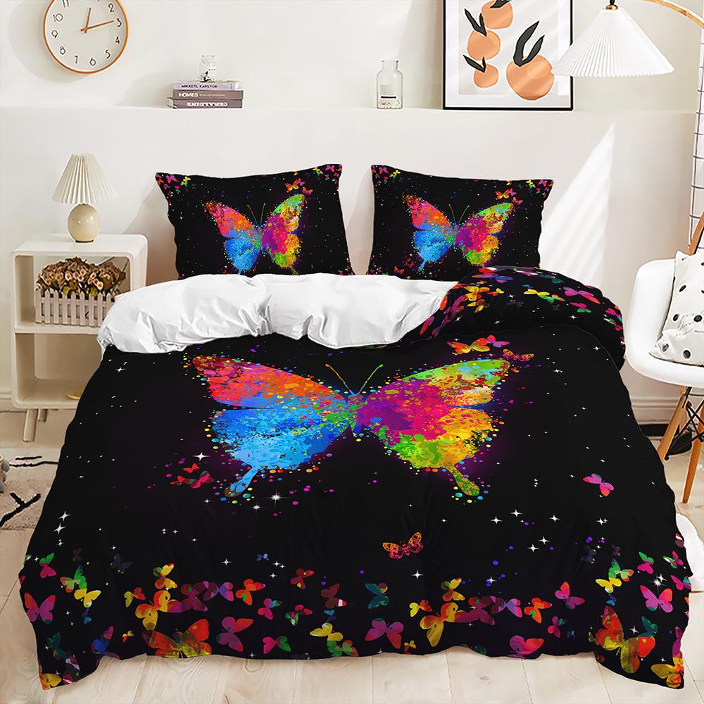 Three-Piece Butterfly Quilt Set Two-Piece Bedding Set Digital Printing 3D Set