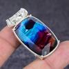 Natural Ammolite Gemstone 925 Sterling Silver Jewelry Pendant 1.77" R2d14