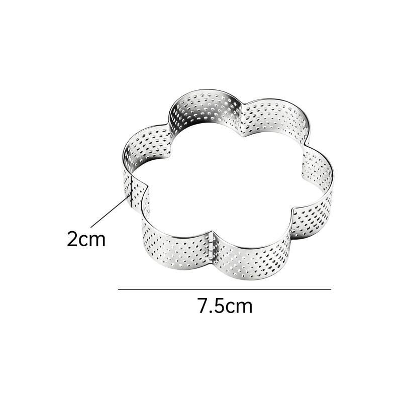 Baking Mousse Tart Ring 1 Pcs Stainless Steel Perforated Pastry and Crumpet Mold for Kitchen and Home Hotel Use