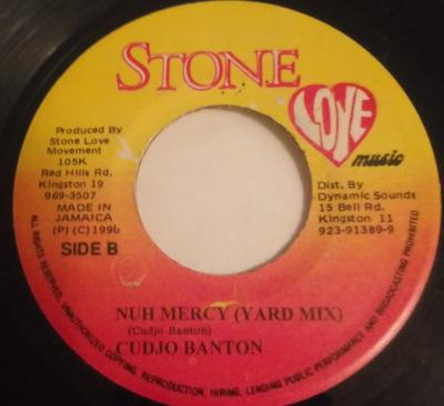 7-дюймовая пластинка CUDJOE BANTON - Nuh Mercy (Дорожная смесь) НИКТО Stone Love Musi 1996 Ямайка Регги, Ска и Даб Б/У