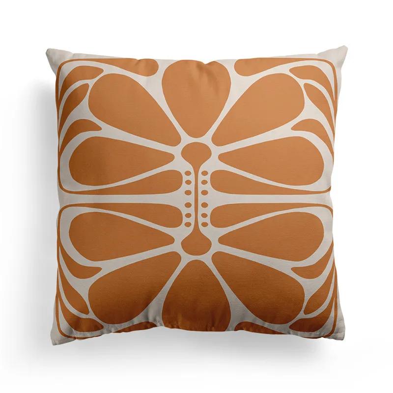 Nordic Orange Geometric Throw Pillow Cover Flower Printed Home Decorative Pillow Cushion Covers Office Sofa Pillowcase