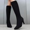 Sexy Leopard High Boots For Women Shoes 2025 New Flock High Heels Winter Spring Women's Knee High Boots Long Shoes Ladies Autumn