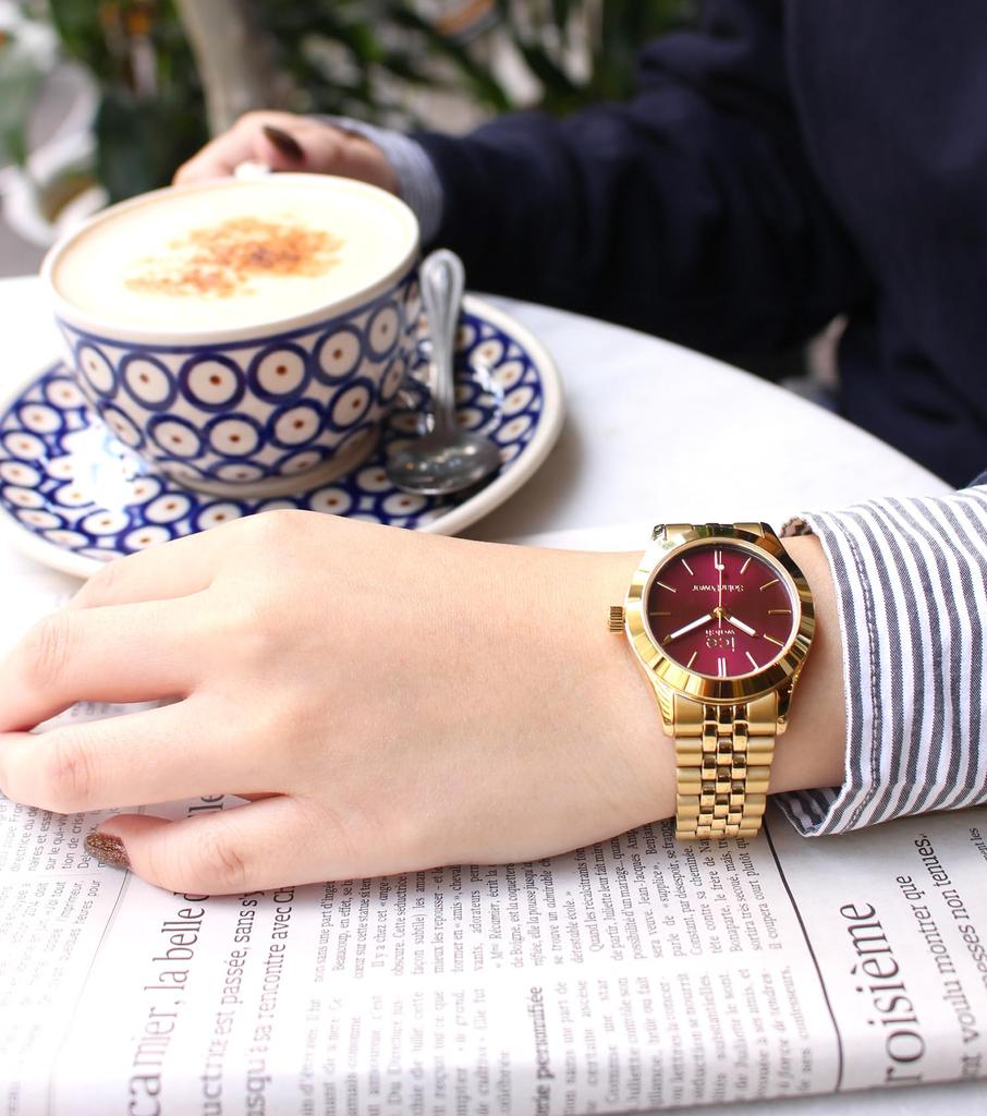 Авторизованный дистрибьютор Ice Watch Watch Solar Watch Ladies 023793 Gold Borgundy Small Solar Charging Second Hand Waterproof [Ice-watch] [ICE steel]