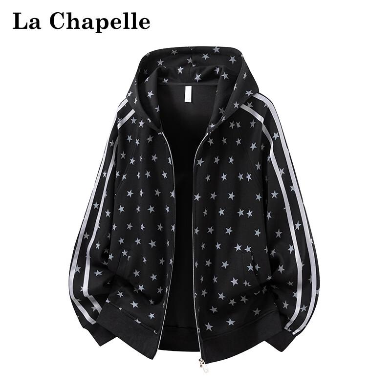 La Chapelle Women's Star-Print Hooded Zip-Up Casual Jacket
