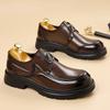 Fashion Round Toe Leather Loafers Men Classic Trend Man Casual Shoes Casual Leather Mle Oxford Shoes Thick Bottom Walking Shoes Slip-On