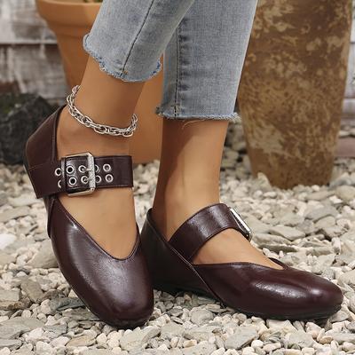 2025 Новые женские балетки на платформе с низким вырезом во французском стиле и дизайном с прямым ремешком