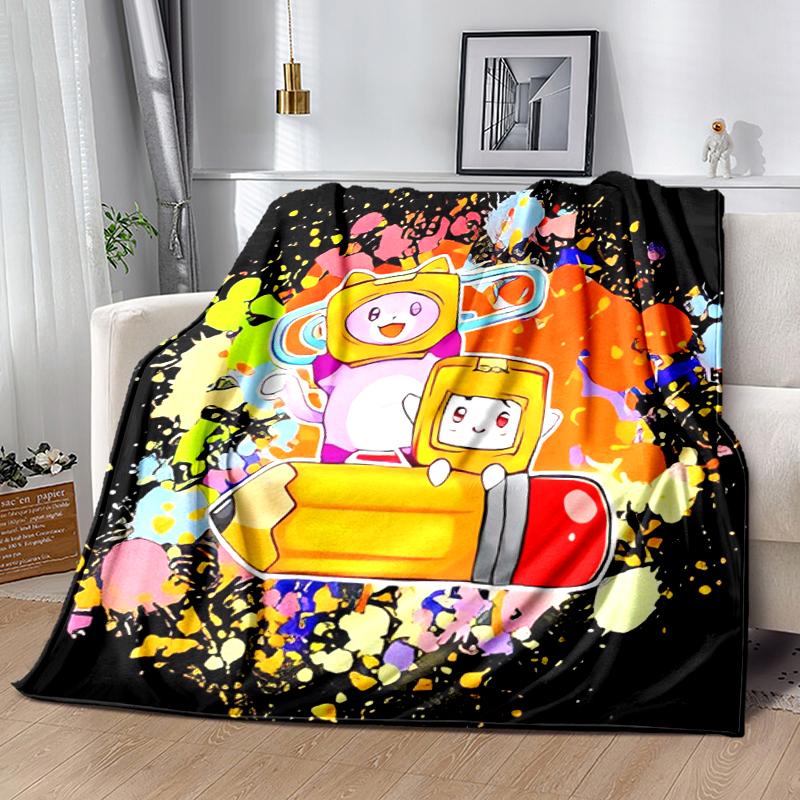 1pc Blanket Lankybox Foxy and Rocky3 Print Design, Lightweight Blanket for Sofa, Bed- Soft &Warm, Gift for All Seasons like Christmas, Halloween