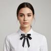 Solid Color Black Bow Necktie Pearl Funerals Memorial Pin Ribbon Badge Brooch  Uniform Accessories