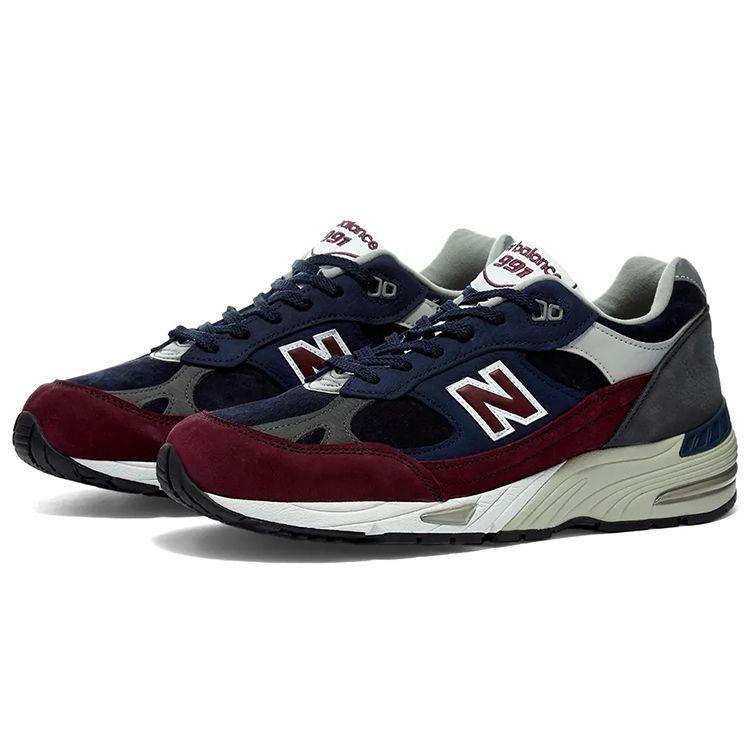 New Balance 991 Сделано в Англии Темно-бордовые мужские кроссовки Красно-серые M991RKB