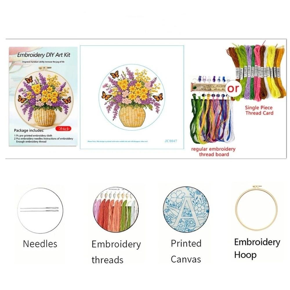 DIY Embroidery Kit Colorful Needlework Craft Animal Embroidery Flower Sewing Kits Beginners