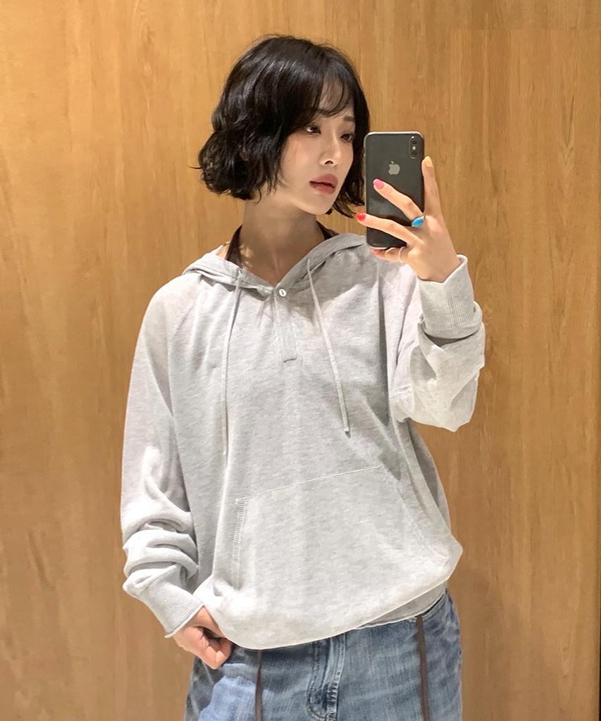 GENERALIDEA Sheer Hooded Knit Pullover [Melange Grey] / Gf2Lkp526