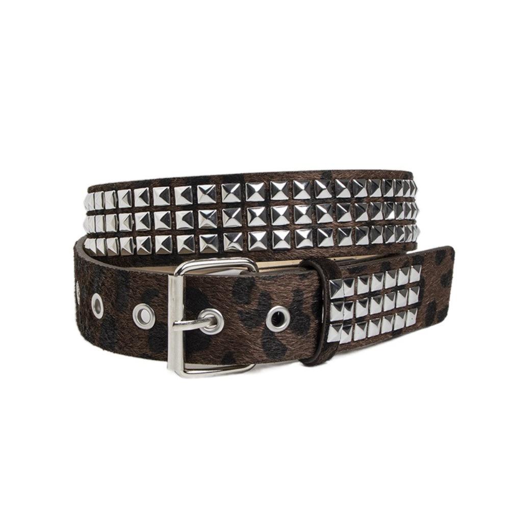 Fur Punk Rivet Belt Buckle Y2K Belt Fashion Gothic Waistband  Jeans Accessories