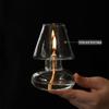 1PC Rustic Oil Lantern with Metal Frame and Glass Shade Durable Glass Candleholder with Protective Shade 13x4.2cm