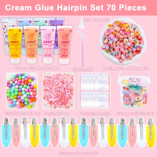 1 комплект, заколка для волос, материал «сделай сам», крем с имитацией мультфильма, быстросохнущий клей, шлейф, креативные блестки