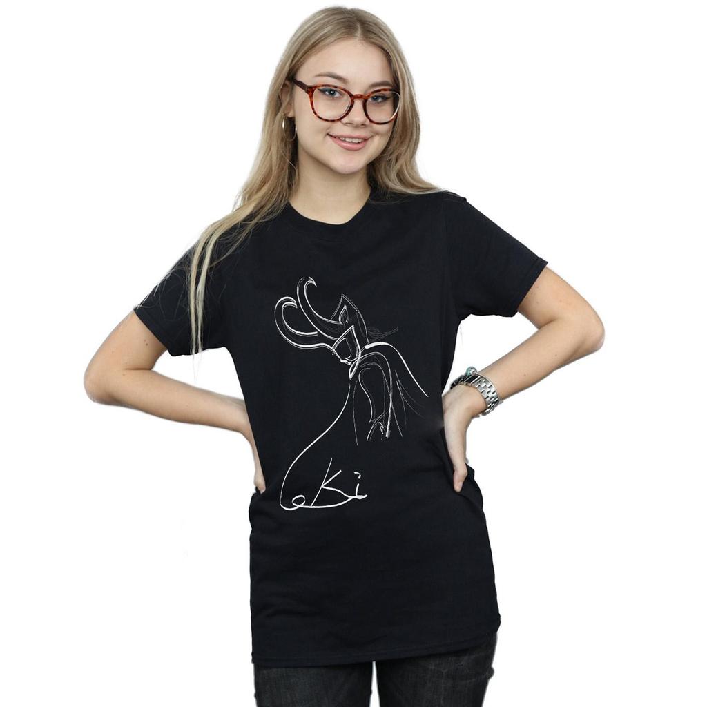 Marvel Womens/Ladies Loki Lines Cotton Boyfriend T-Shirt