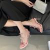 Sweet Pink Bowknot Rhinestones T-Strap Women Gladiator Sandals Summer Slingbacks Thin High Heels Party Wedding Shoes