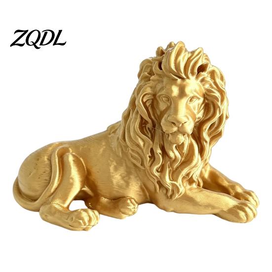 Modern Desktop Ornament Golden Lying Lion Resin Figurine, 3D Printed Recumbent Statue, Sophisticated Entrance Decor Sculpture for Office Desk