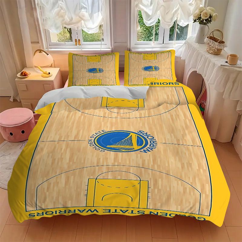 3pcs bedding set Golden State Warriors Basketball Includes 1 Comforter + 2 Pillowcases, Without Pillow Inserts, Soft Comfortable,a0910236