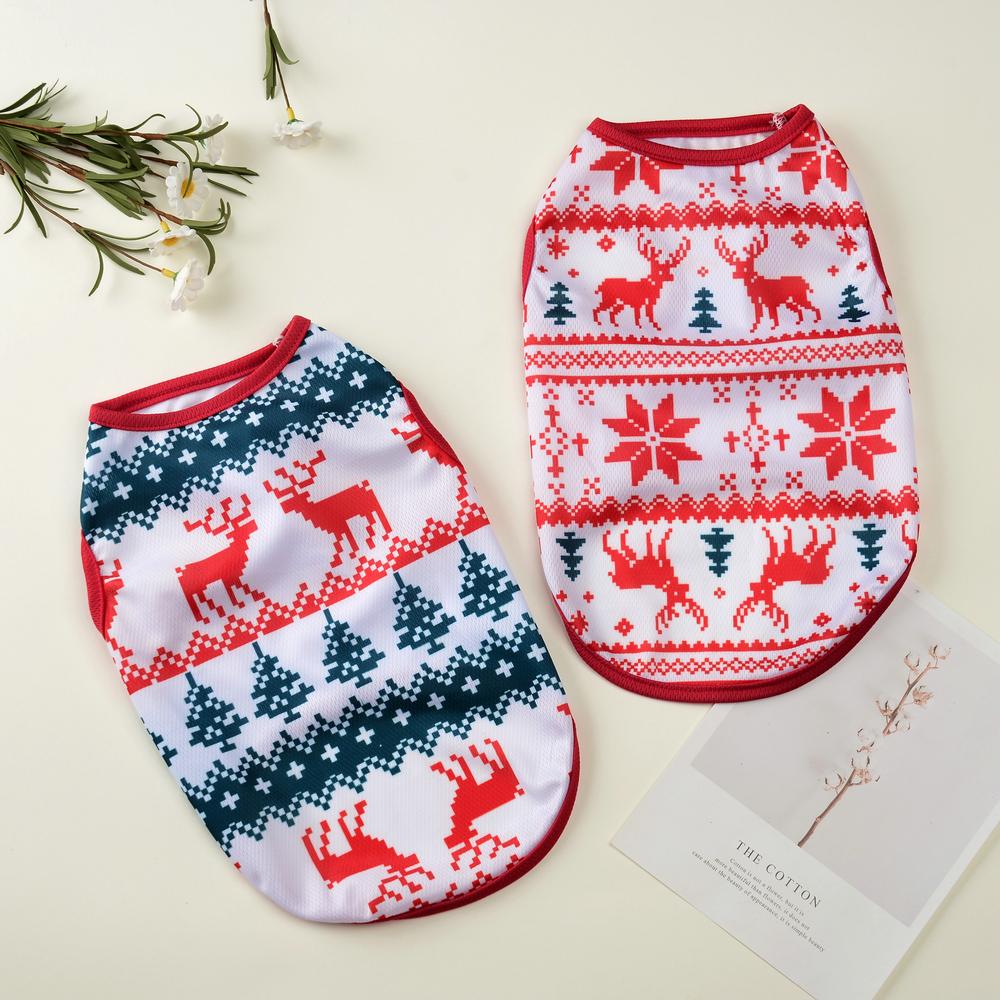 Cozy Puppy Clothes Christmas Holiday Soft Pet Vest For Small Medium Dogs Cats Breathable Deer Print Costumes Yorkshire Chihuahua