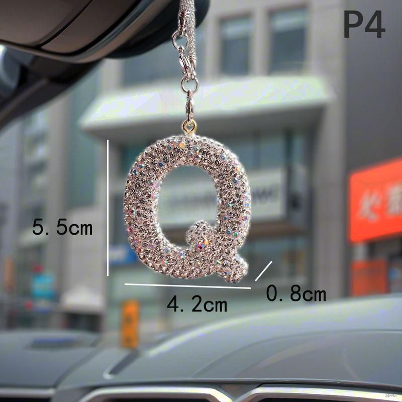 Новый 1 шт. Стразы Буквы Автомобильное Зеркало Заднего Вида Подвеска Кристалл Автомобильное Украшение Шикарный Аксессуар Подвесной Креативный Блестящий Шарм
