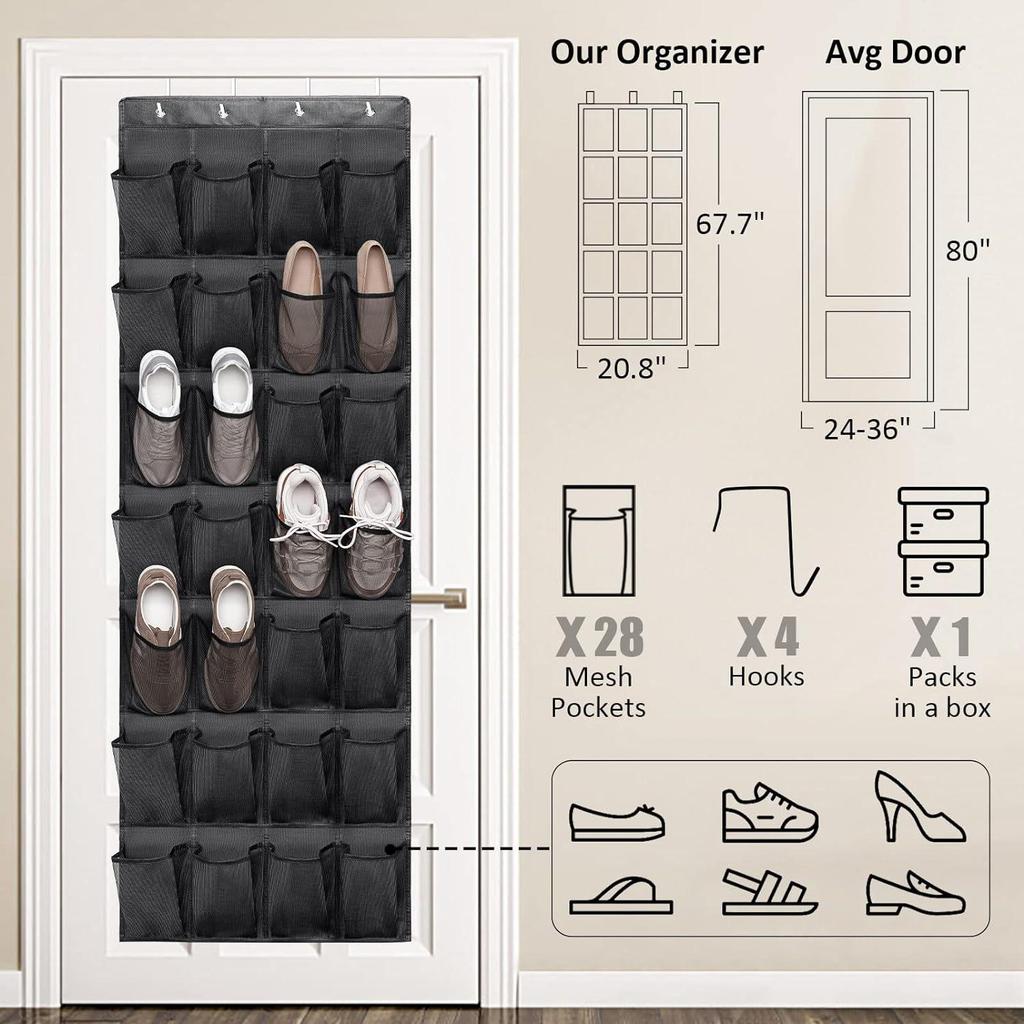 24-Grid Hanging Shoe Storage Organizer with Multi-Layer Pockets