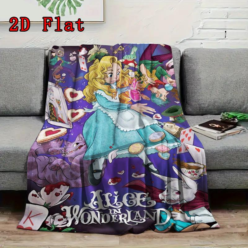 Vintage Alice illustration 2D Flat Pattern Flannel Blanket High quality All Seasons Warmth and Comfort Perfect for Christmas Gifts.SMT0917219