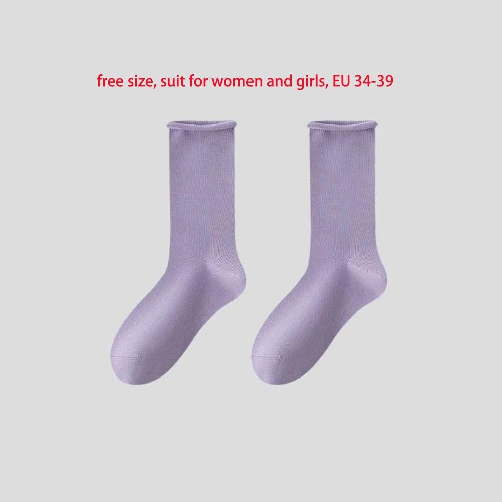 No Bone Mid Calf Socks Seamless Seamless Socks Versatile Roll Top Slouch Socks Daily Use