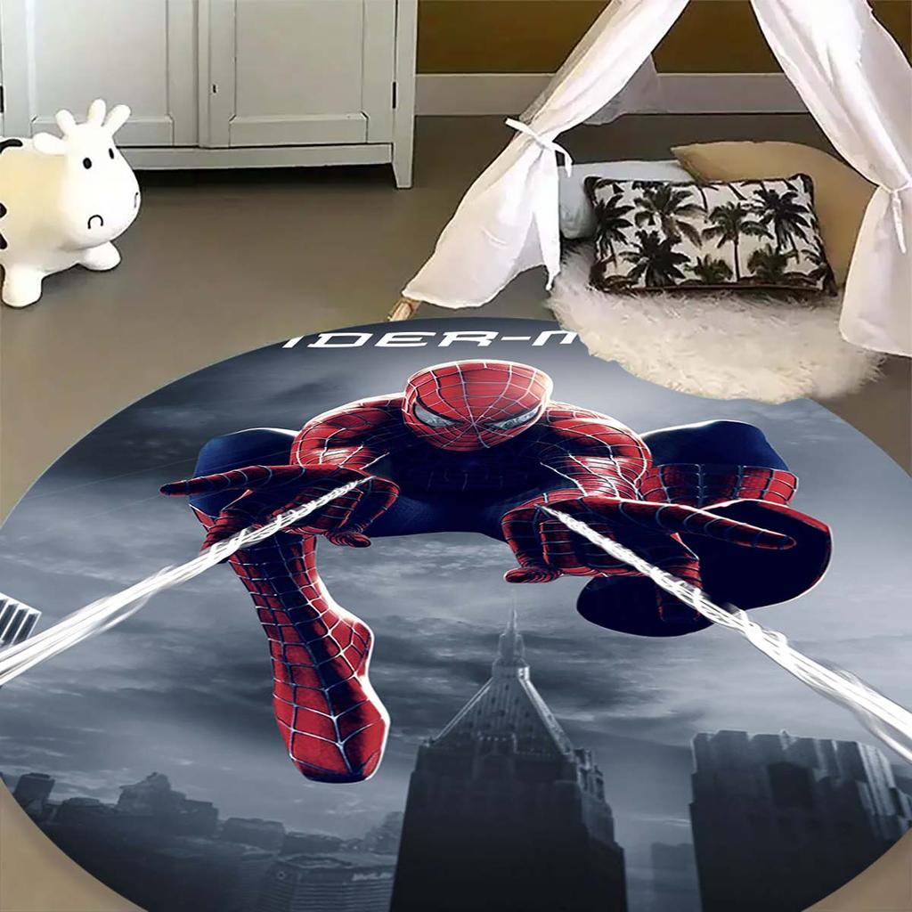 Cool Spider-Man cartoon print round carpet, bedroom, living room and office rotating chair carpet, home decoration