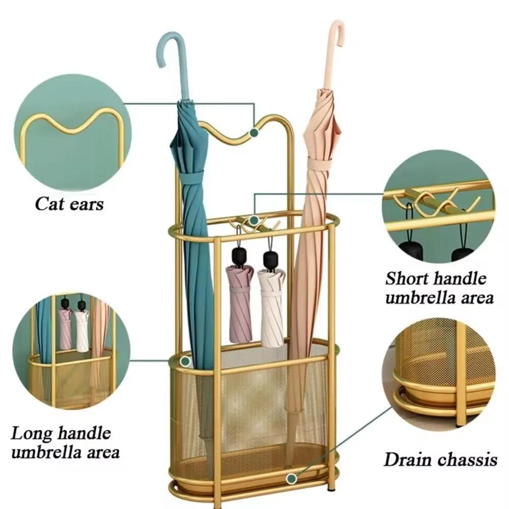 Umbrella Stands Indoor Metal Stand Doorway Storage Bucket with Hook Large Capacity Umbrella Holder Simple Umbrellas Storage Boxs