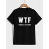 Summer New Women's Short-sleeved T-shirt with Funny WTF Letter Print Perfect for Casual Sports Men's Wear and Breathable Top