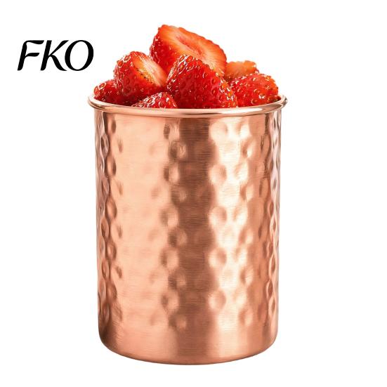 Long-lasting Stainless Steel Cup Hammered Cup, with Stable Base, Durable Wine Reusable Drinking Glass, Easy Care Copper Finish Unique Handcrafted
