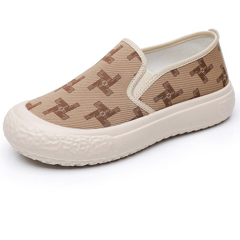 Women's Casual Platform Canvas Sneakers Anti Slip Breathable Chunky Walking Shoes Round Toe Loafers Lightweight Low-Top Dress Canvas Shoes for Women