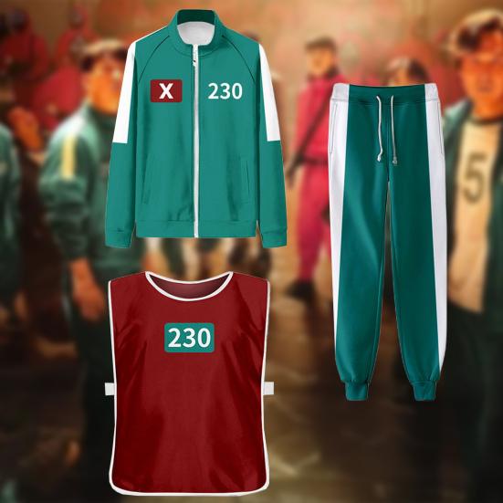 3 Pcs/Set Korean Game Cosplay Costume Sweatshirt Jacket Pants Vest Set Squid Series Outfit Casual Tracksuit for Women Men