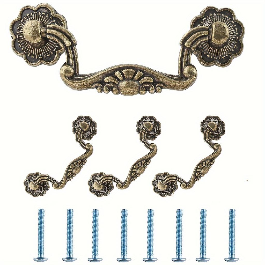 8 штук фиксируемых ручек-скоб с винтами, винтажные фиксируемые ручки для ящиков, антикварные латунные ручки для шкафов, ручки для ящиков шкафов, домашний декор