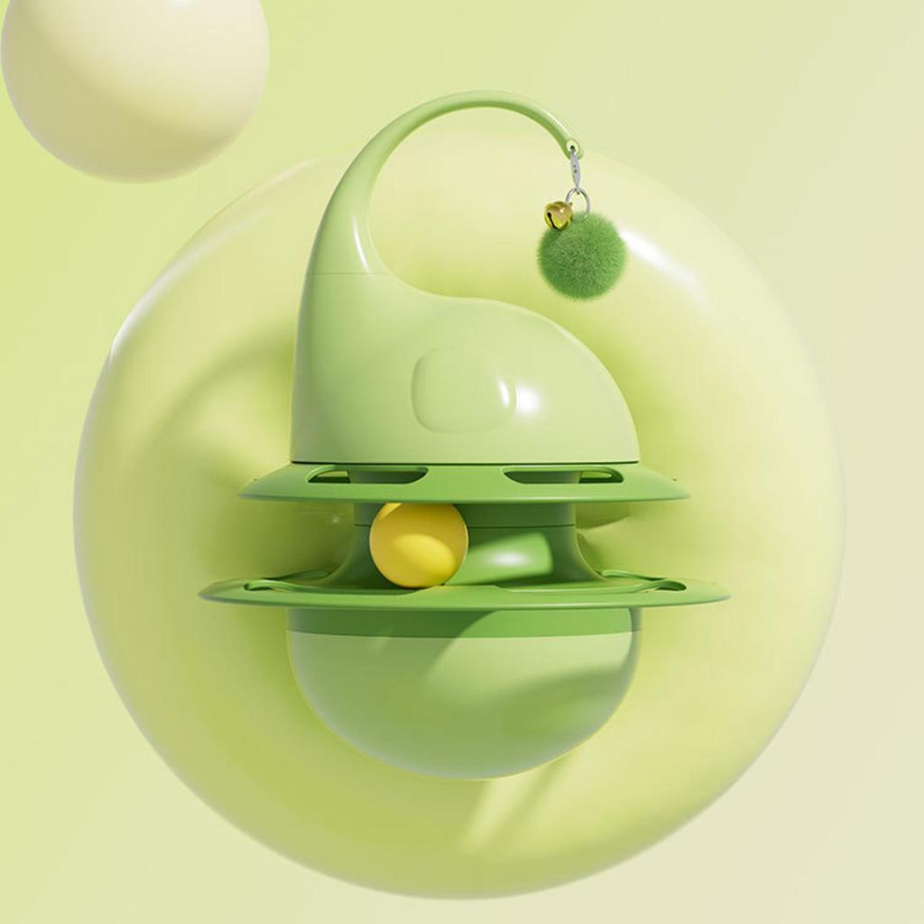 Игрушка-дозатор лакомств для кошек, вращающаяся тарелка с отверстиями для корма и колокольчиком, интерактивная игрушка-дозатор лакомств для кошек, для жевания и поиска