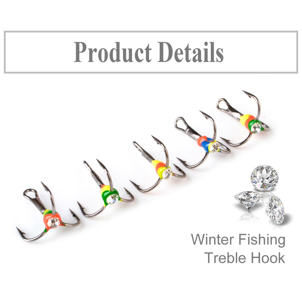 5 шт. 6/8/10/12 размера Зимний крючок для подледной рыбалки Морской рыболовный крючок с тремя челюстями Высокоуглеродистая сталь Тройной крючок Рыболовный аксессуар