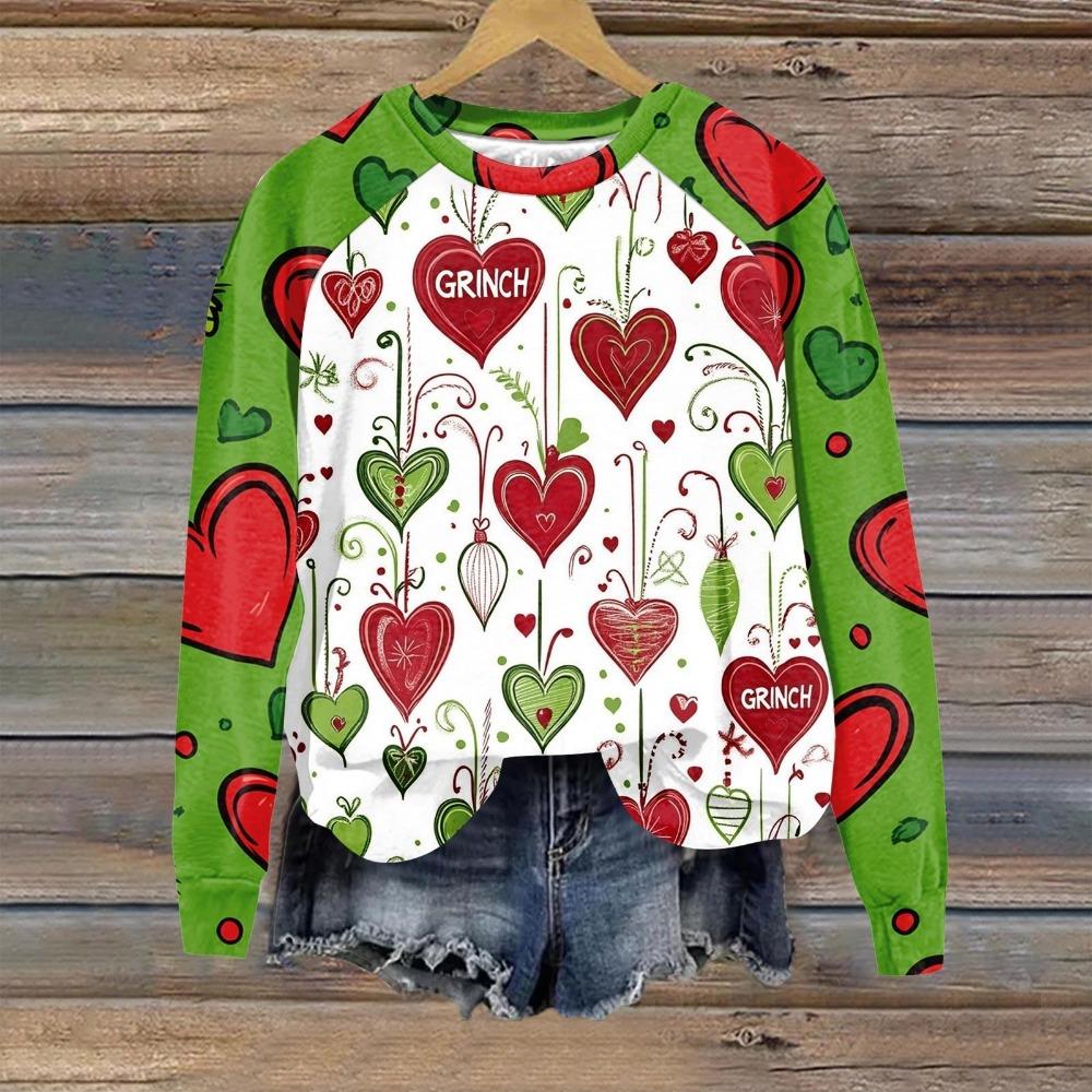 Рождественская мода Мужская и женская футболка с принтом зеленого монстра, с круглым вырезом, пуловер, топ, повседневная уличная толстовка, детская футболка, топ, одежда