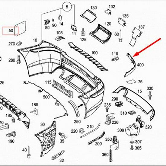 Катафот заднего бампера Mercedes-Benz R-Class W251 2518200174/2518200274
