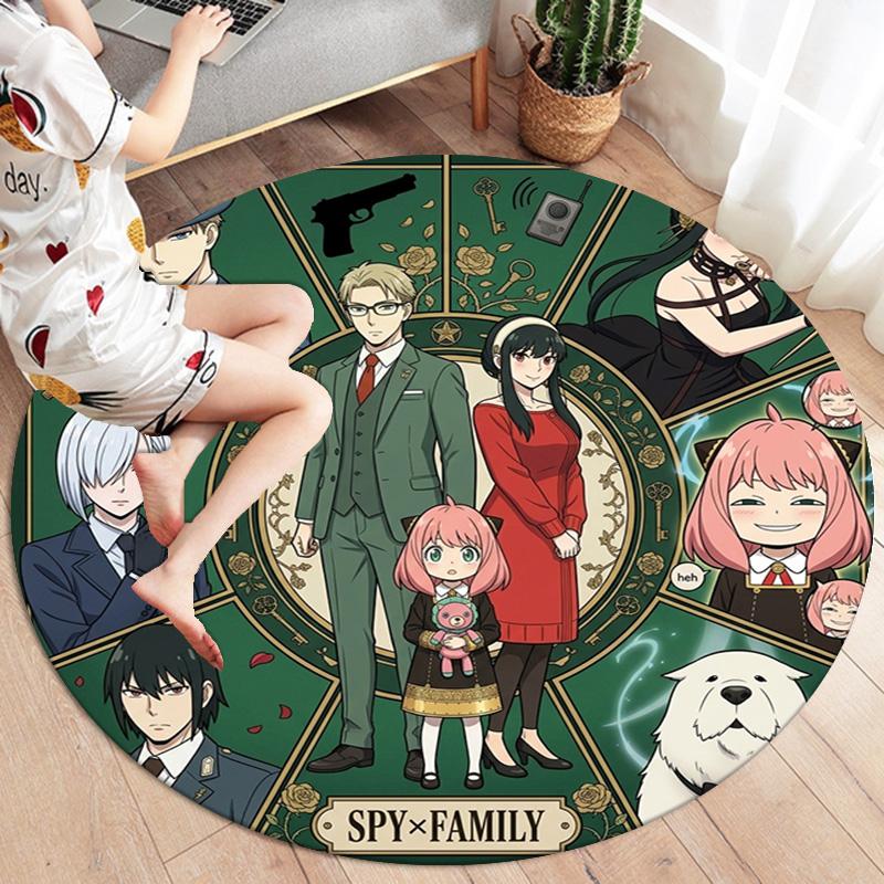 Ковер круглый Spy Family Ковер для гостиной, спальни, дивана, игровой комнаты Декор Нескользящий коврик для пола