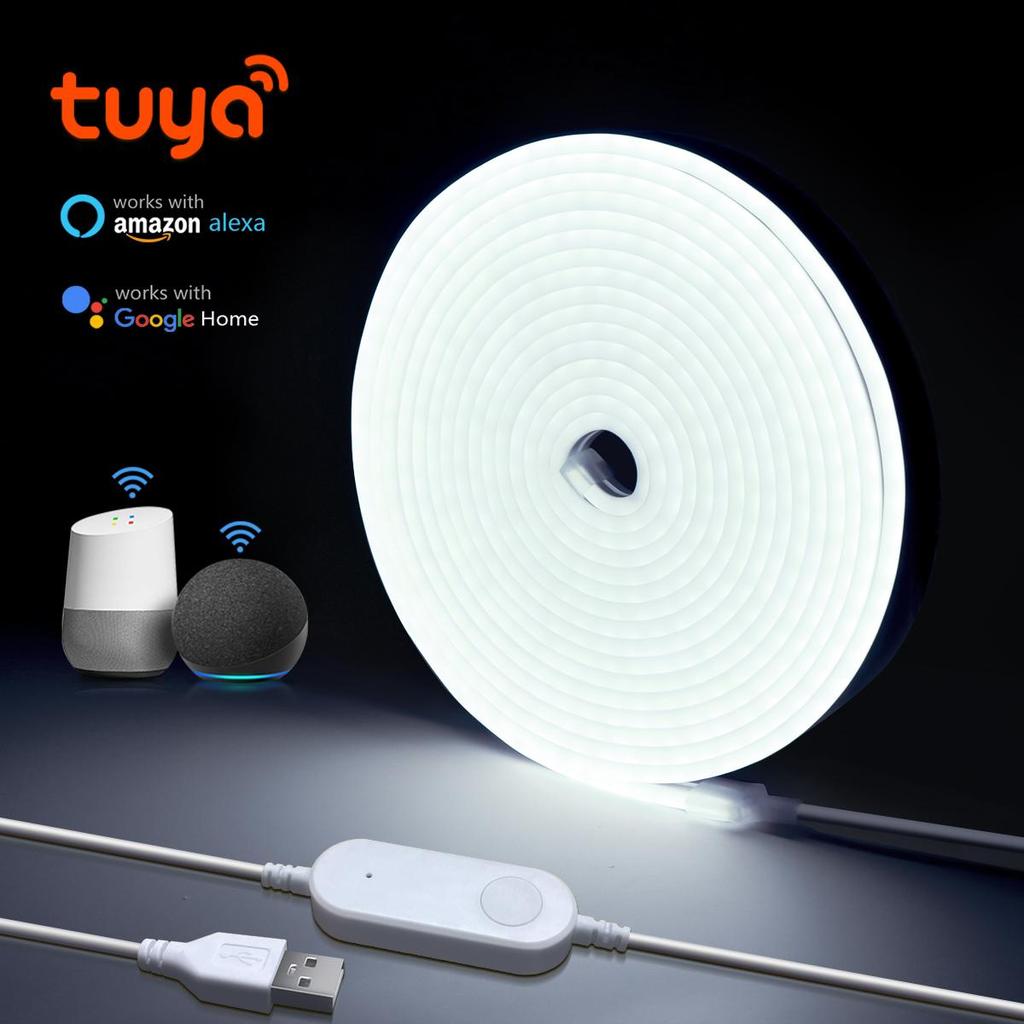 Умные светодиодные ленты Tuya Neon с Wi-Fi управлением, USB 5 В, гибкая веревочная трубка, работают с Alexa, Google Home, рождественское украшение