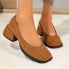 Fashion 2025 Hot Sale Basic Women's High Heels Square Toe Med Heel Outdoor Daily & Office Pumps Women Shallow Slip On Concise New Shoes