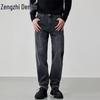 Мужские джинсы Zengzhi из выстиранного денима свободного прямого кроя