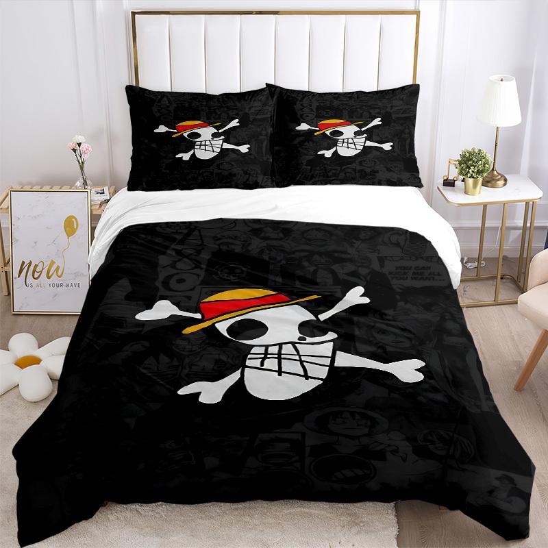 3pcs bedding set ONE PIECE Skull Includes 1 Comforter + 2 Pillowcases, Without Pillow Inserts, Soft Comfortable, Lightweight Breathable, Pri