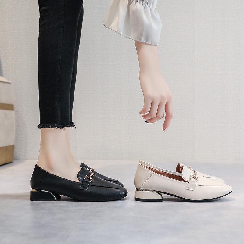 Туфли на толстом каблуке, женские летние новые туфли с мелким открытым носком и квадратным носком, на среднем каблуке, маленькие кожаные туфли в британском стиле, нежные женские туфли на высоком каблуке феи