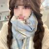 Milky Beige Plaid Thickened Scarf: Korean Style for Winter 2025
