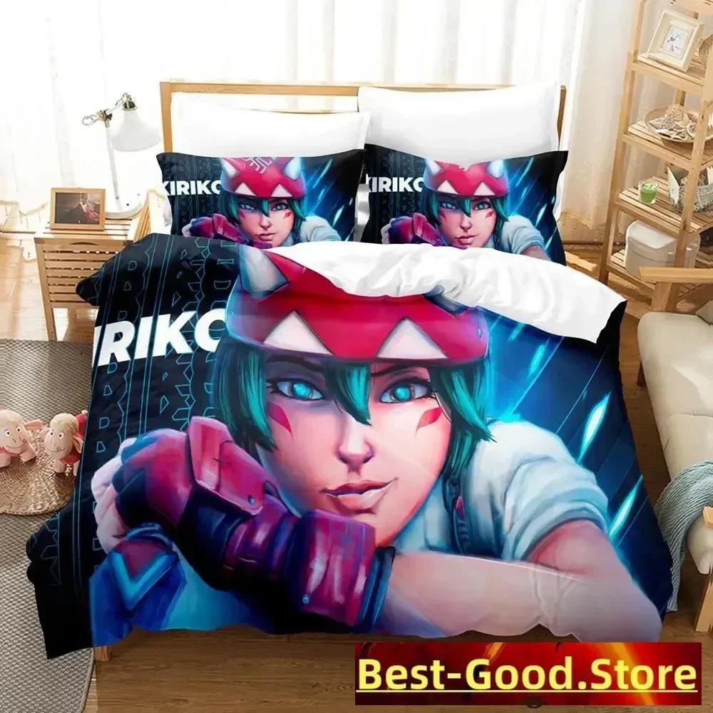Overwatch 2 Kiriko Heads Bedding Set Duvet Cover Sheet Printed Bed Set Pillowcase Bed Full Queen King Size Comforter Bedroom