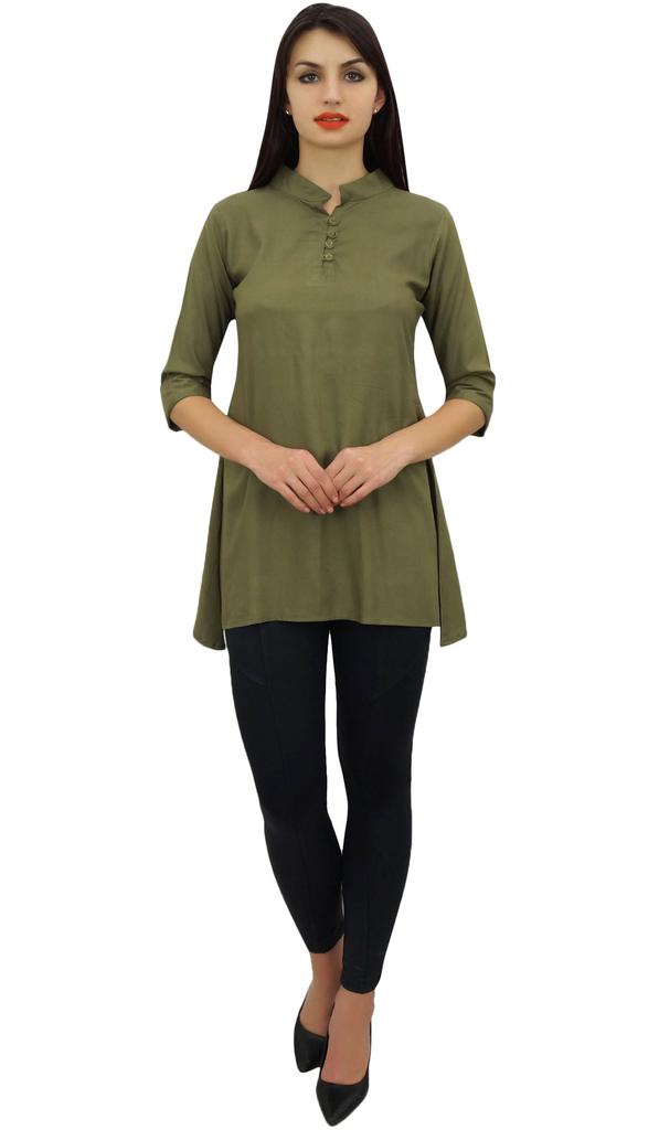 Phagun Женская черная хлопковая модальная блузка с рукавами 3-4 на пуговицах, верхняя часть рубашки -